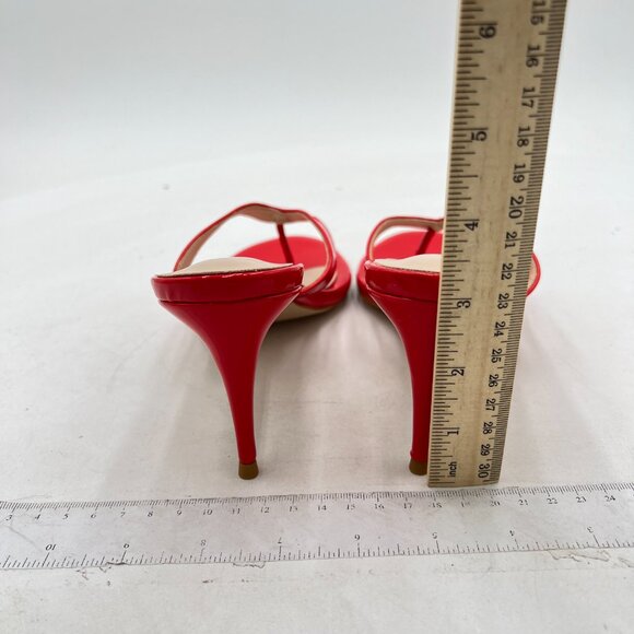 Milooey Red Womens Flip Flop Sandals Slip on High Heel Mules Round Toe Slippers - Picture 6 of 7